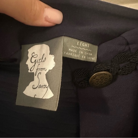 Anthropologie Girls from savoy navy straight pleated skirt size 8 Office Uniform - Picture 6 of 13